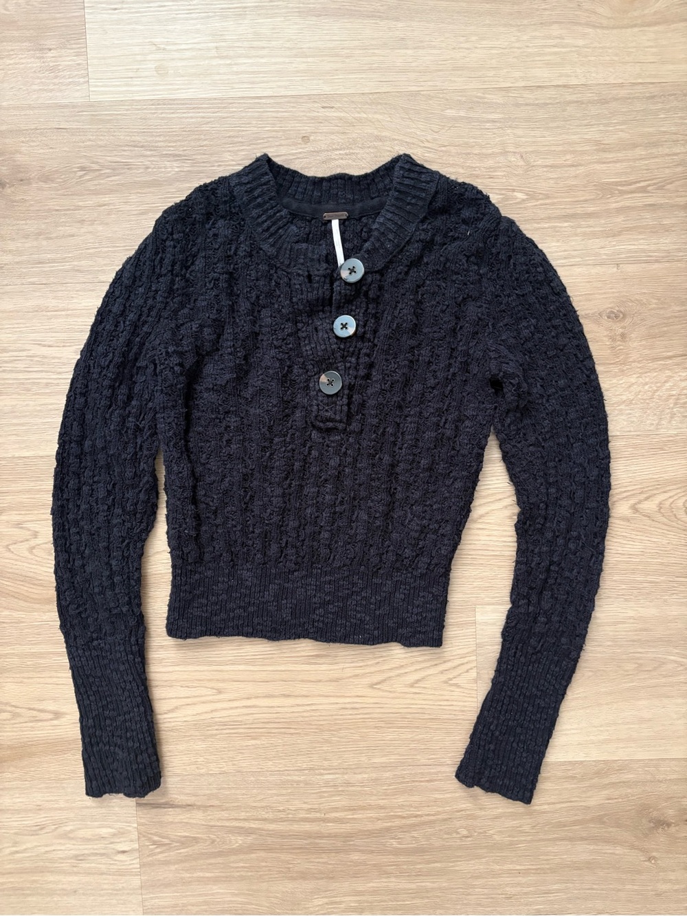 Free People Black All My Friends Knit Sweater